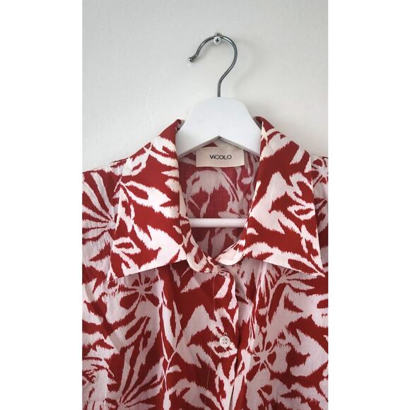 NWOT Floral Button Down Crop Top M - Picture 3 of 6